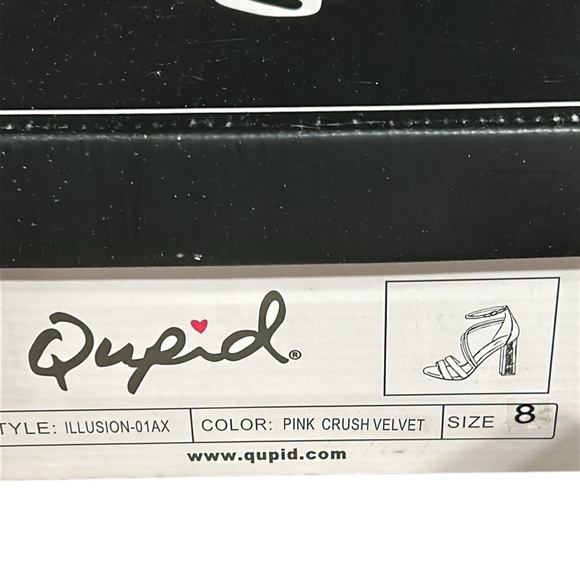 Qupid pink crushed velvet 4” square glitter heels. Clear ,sheer at toes,EC ,box - Picture 10 of 12